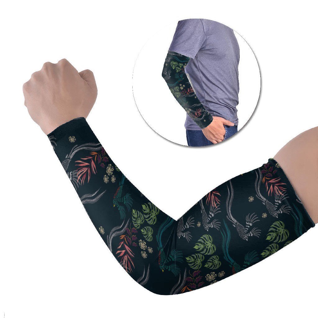 Guatemala Quetzal Bird Pattern Arm Sleeves Embroidery Effect