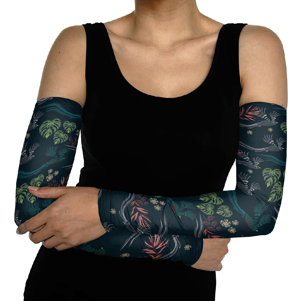 Guatemala Quetzal Bird Pattern Arm Sleeves Embroidery Effect