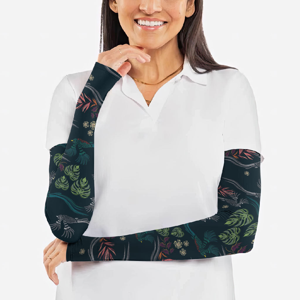 Guatemala Quetzal Bird Pattern Arm Sleeves Embroidery Effect