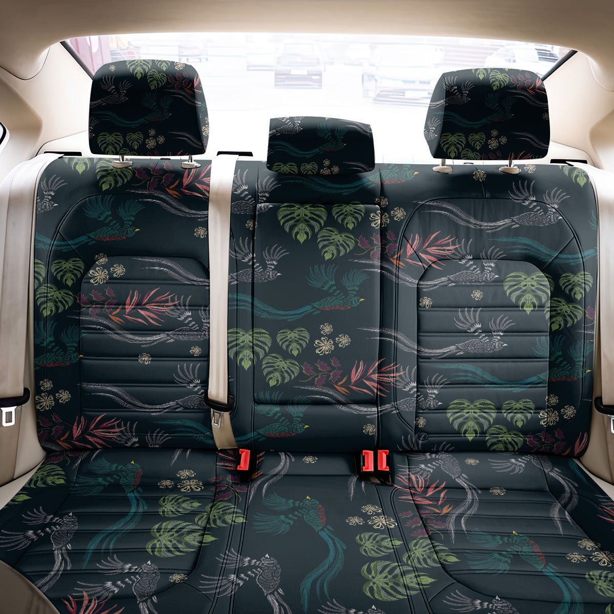 Guatemala Quetzal Bird Pattern Back Car Seat Cover Embroidery Effect