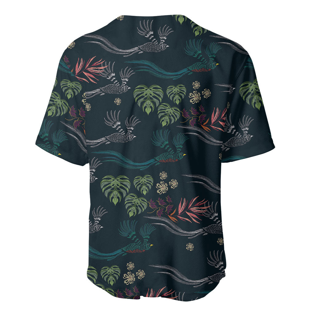 Guatemala Quetzal Bird Pattern Baseball Jersey Embroidery Effect