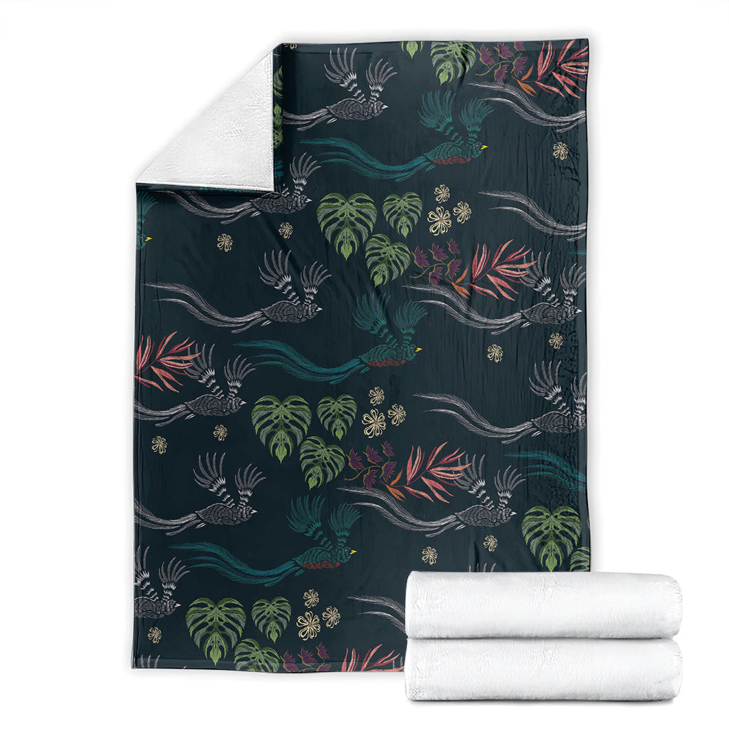 Guatemala Quetzal Bird Pattern Blanket Embroidery Effect