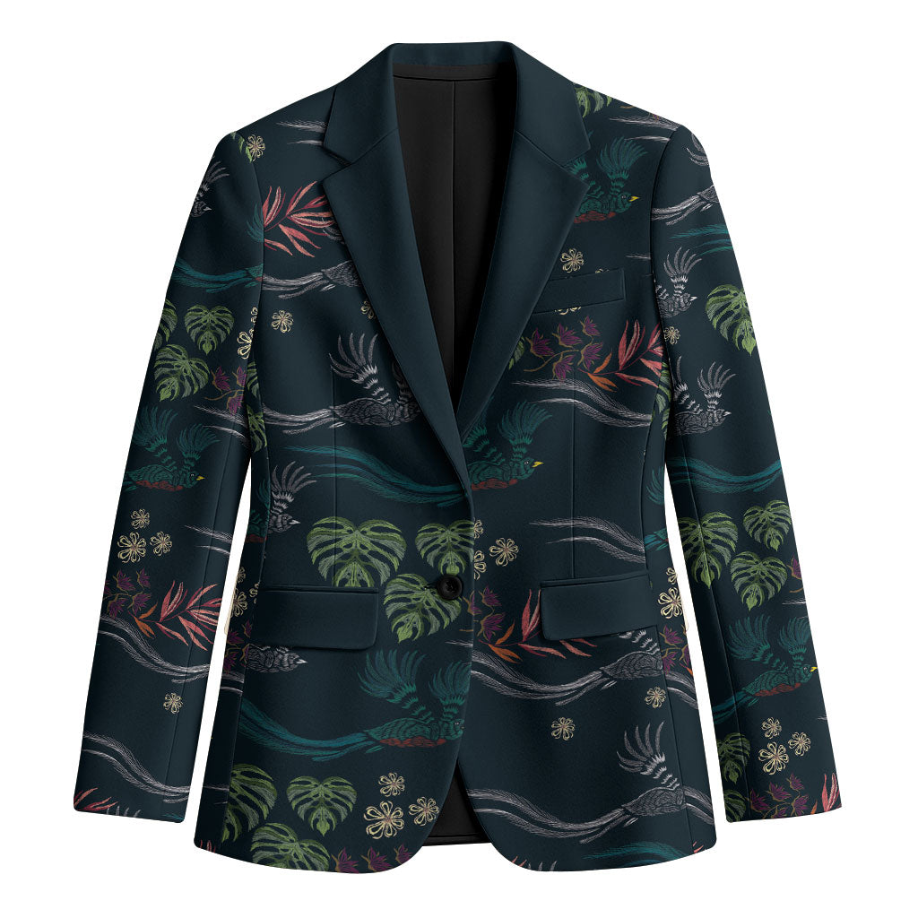 Guatemala Quetzal Bird Pattern Blazer Embroidery Effect