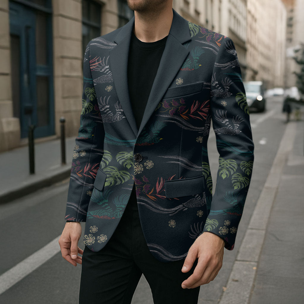 Guatemala Quetzal Bird Pattern Blazer Embroidery Effect