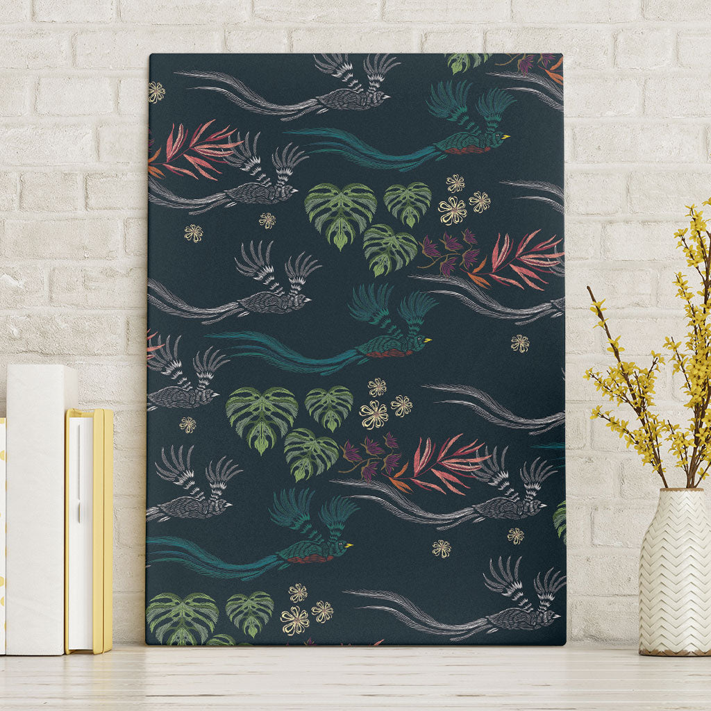 Guatemala Quetzal Bird Pattern Canvas Wall Art Embroidery Effect