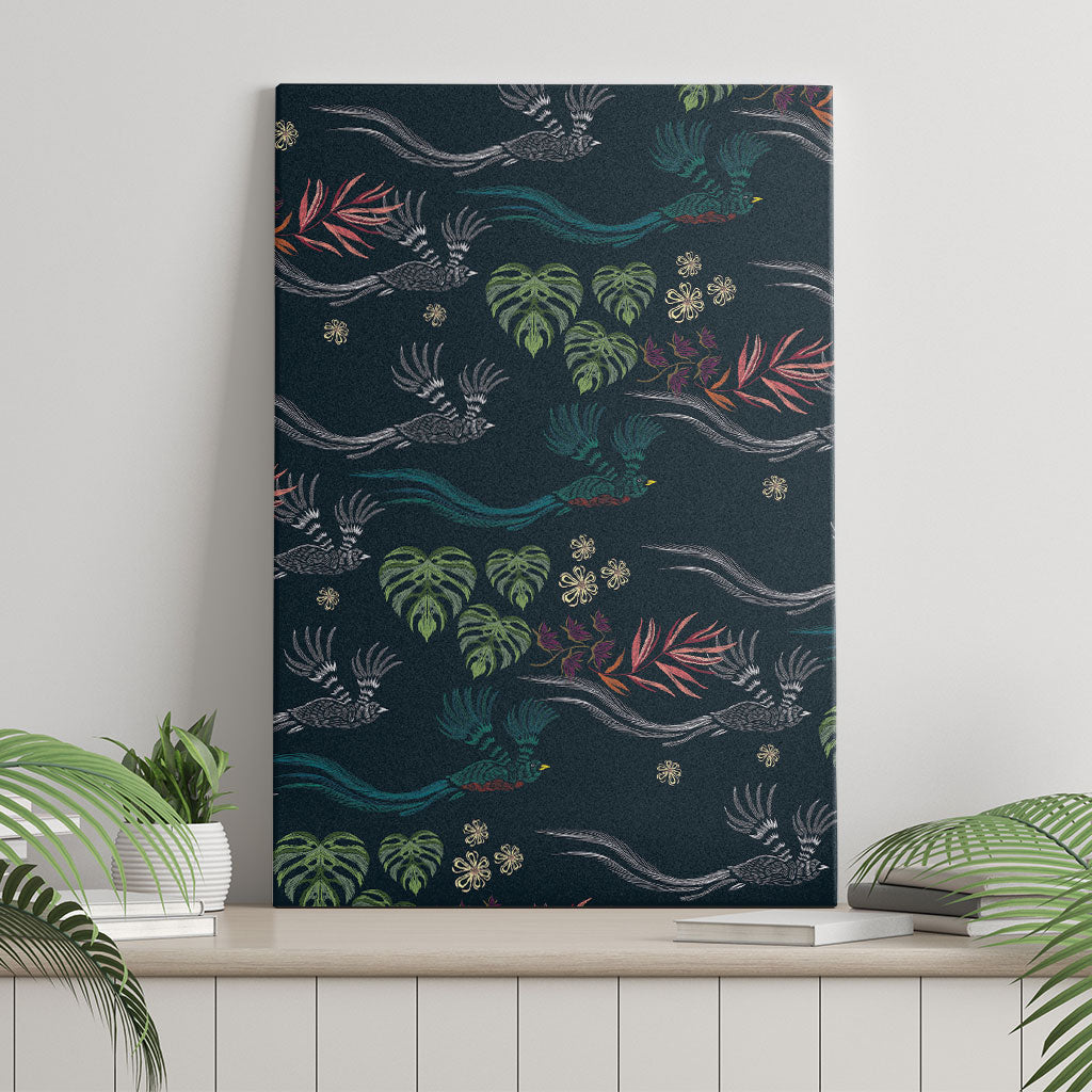 Guatemala Quetzal Bird Pattern Canvas Wall Art Embroidery Effect