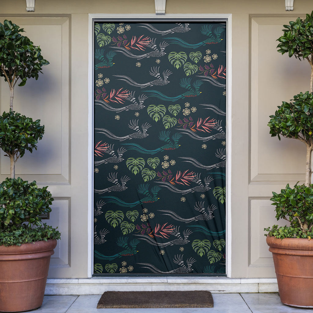 Guatemala Quetzal Bird Pattern Door Cover Embroidery Effect