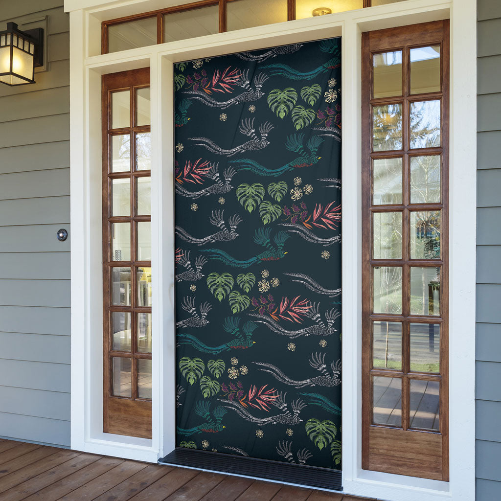 Guatemala Quetzal Bird Pattern Door Cover Embroidery Effect