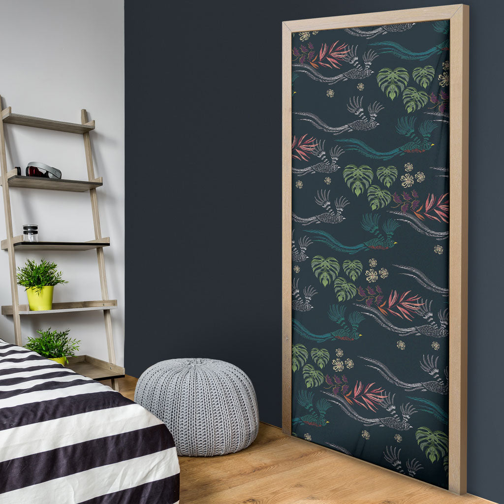 Guatemala Quetzal Bird Pattern Door Cover Embroidery Effect