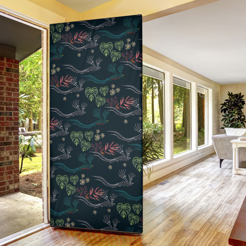 Guatemala Quetzal Bird Pattern Door Cover Embroidery Effect