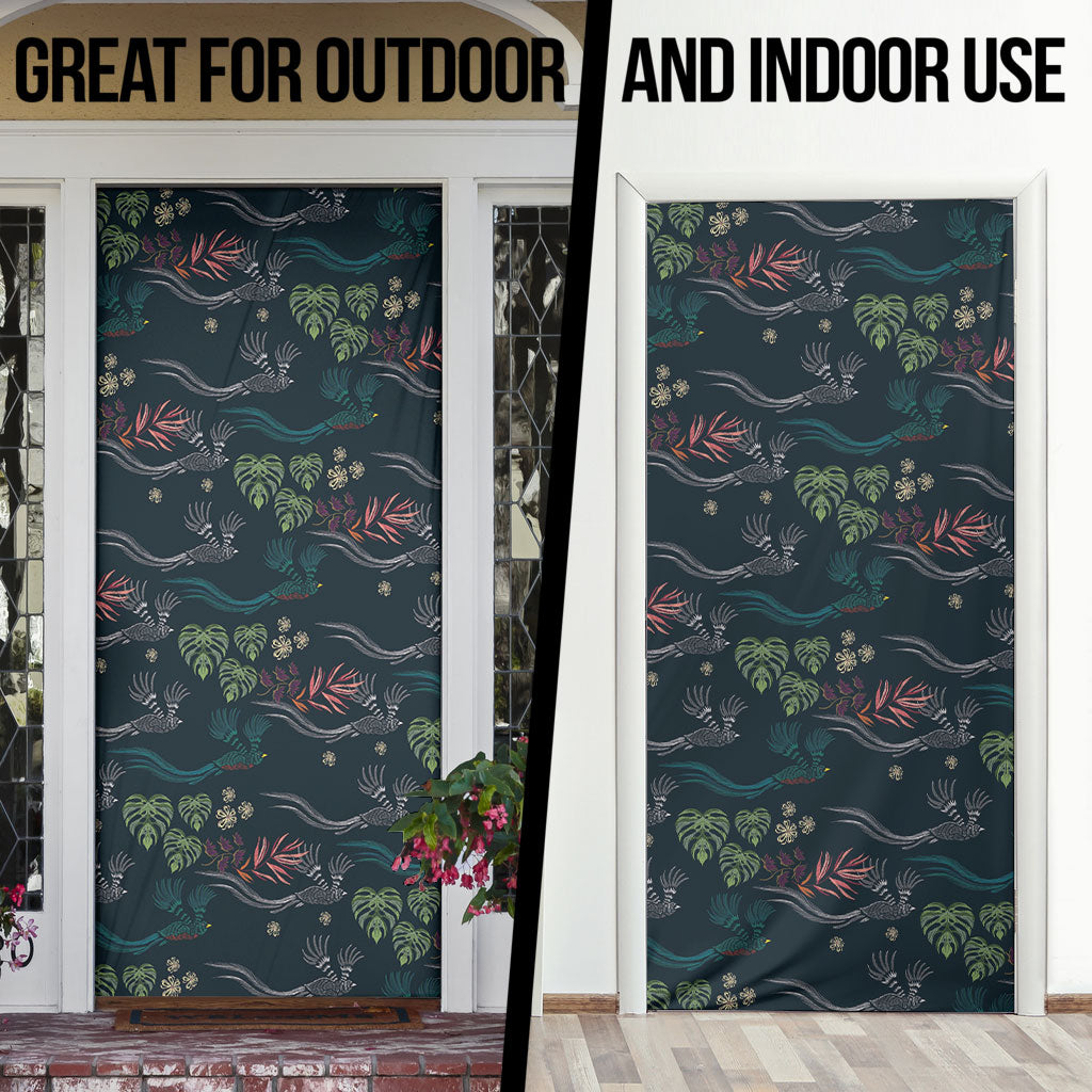 Guatemala Quetzal Bird Pattern Door Cover Embroidery Effect