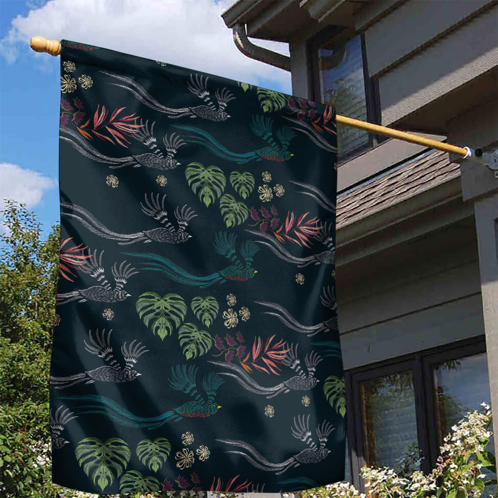 Guatemala Quetzal Bird Pattern Garden Flag Embroidery Effect