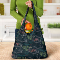 Guatemala Quetzal Bird Pattern Grocery Bag Embroidery Effect