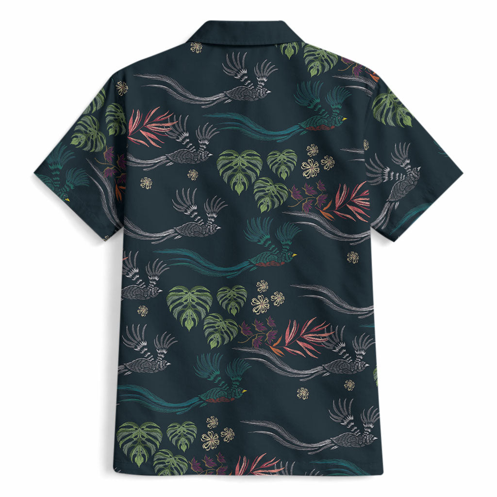 Guatemala Quetzal Bird Pattern Hawaiian Shirt Embroidery Effect