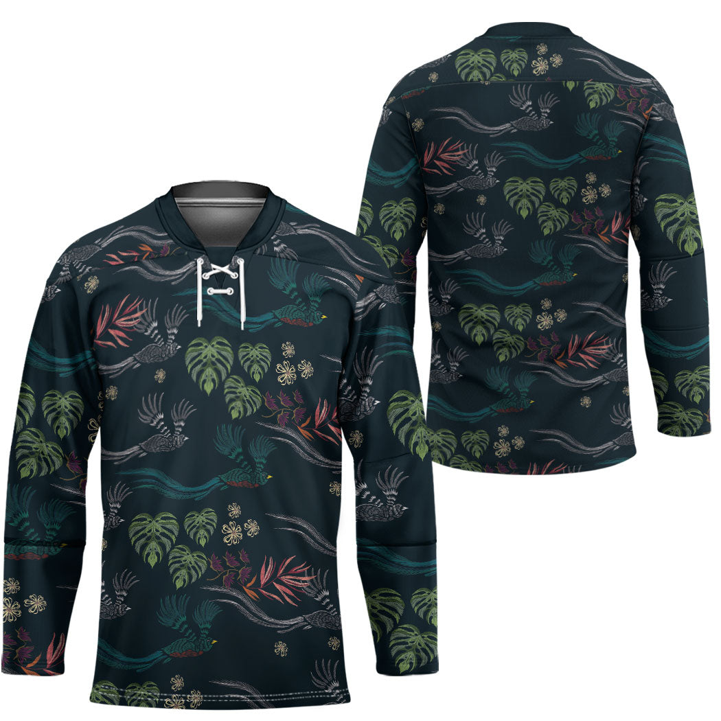 Guatemala Quetzal Bird Pattern Hockey Jersey Embroidery Effect