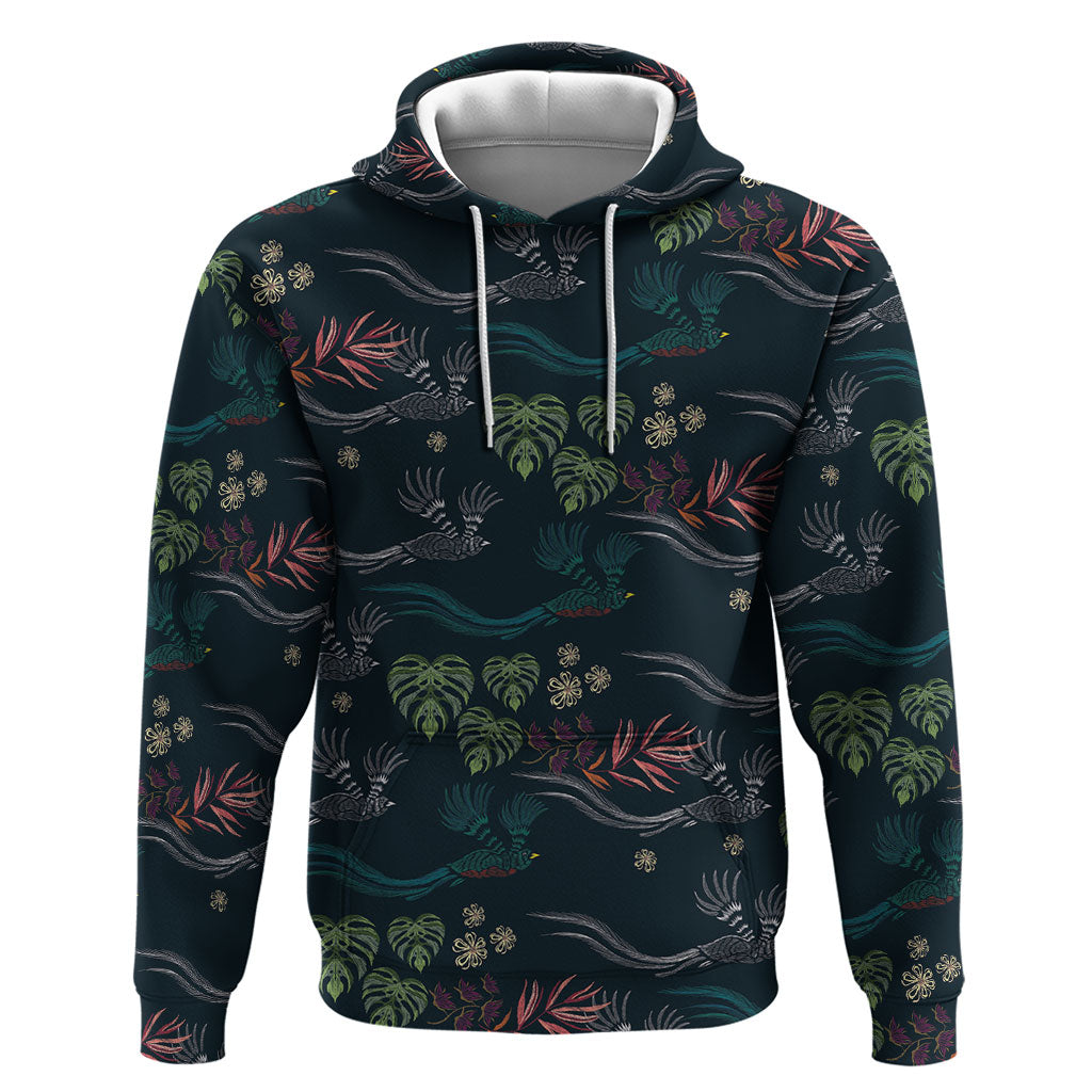 Guatemala Quetzal Bird Pattern Hoodie Embroidery Effect