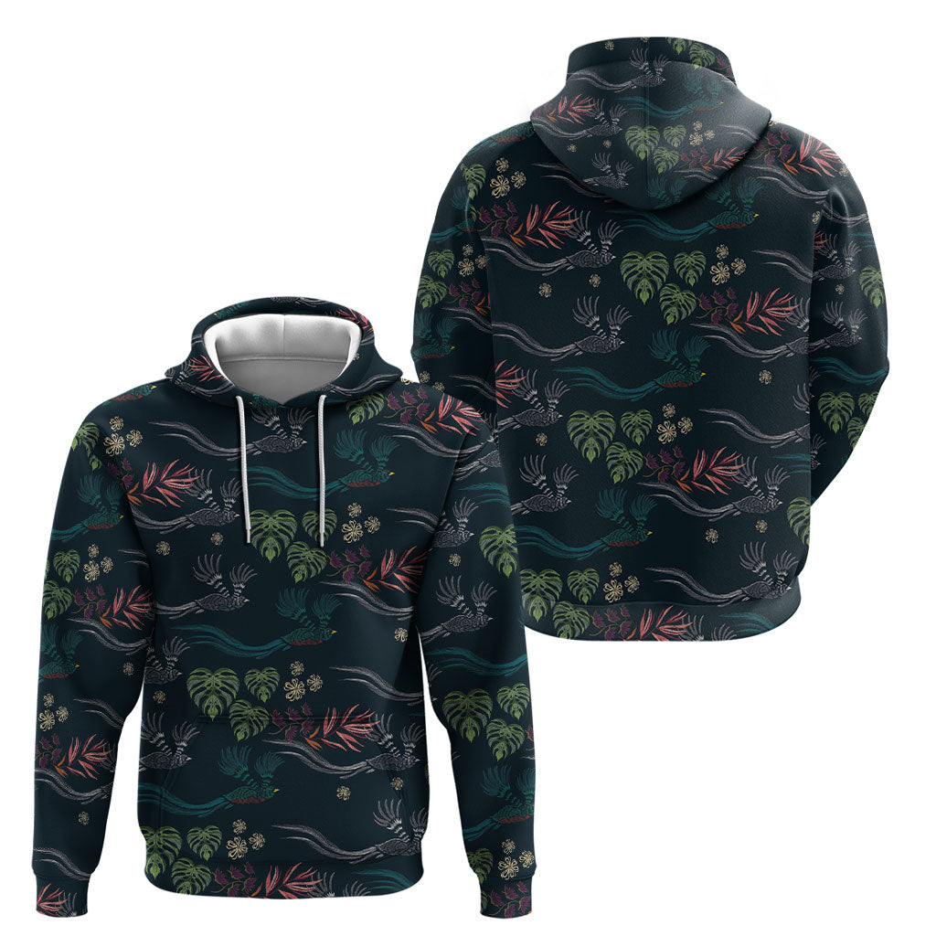 Guatemala Quetzal Bird Pattern Hoodie Embroidery Effect