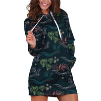 Guatemala Quetzal Bird Pattern Hoodie Dress Embroidery Effect