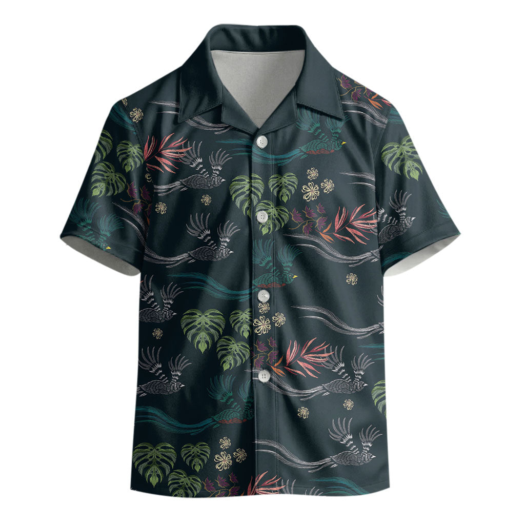 Guatemala Quetzal Bird Pattern Kid Hawaiian Shirt Embroidery Effect