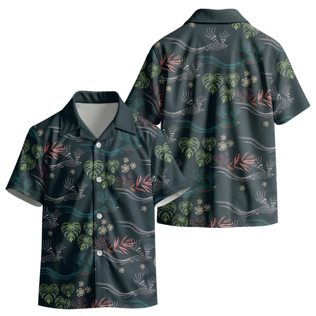 Guatemala Quetzal Bird Pattern Kid Hawaiian Shirt Embroidery Effect