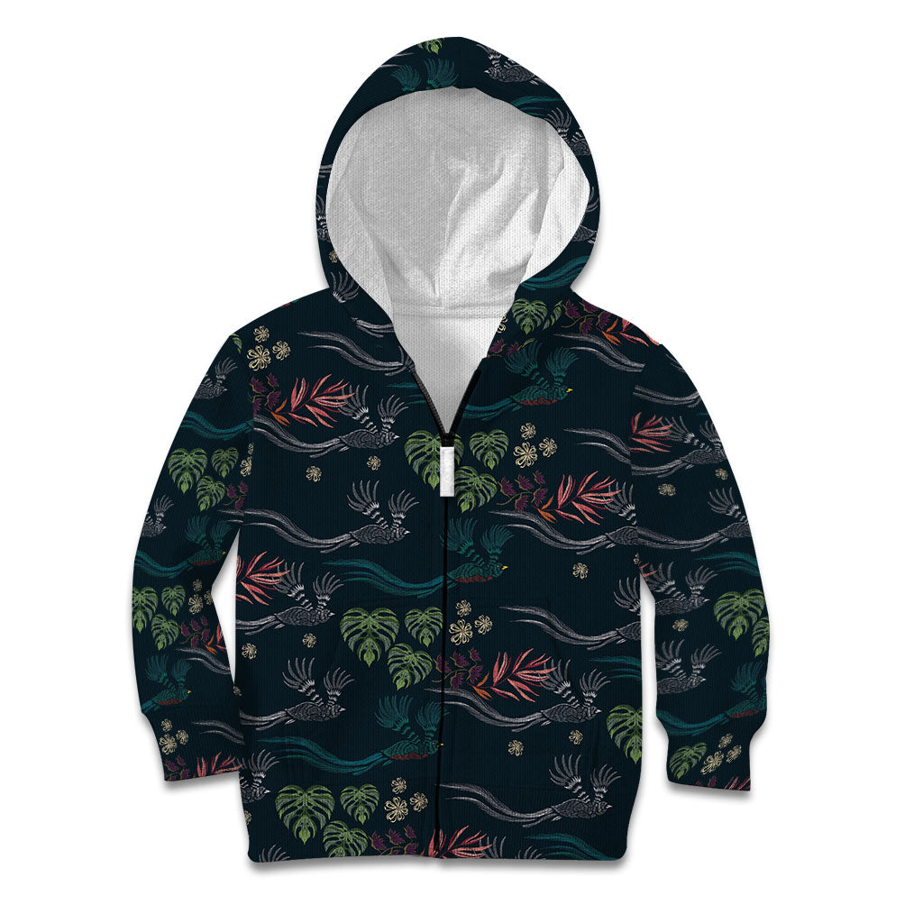 Guatemala Quetzal Bird Pattern Kid Hoodie Embroidery Effect
