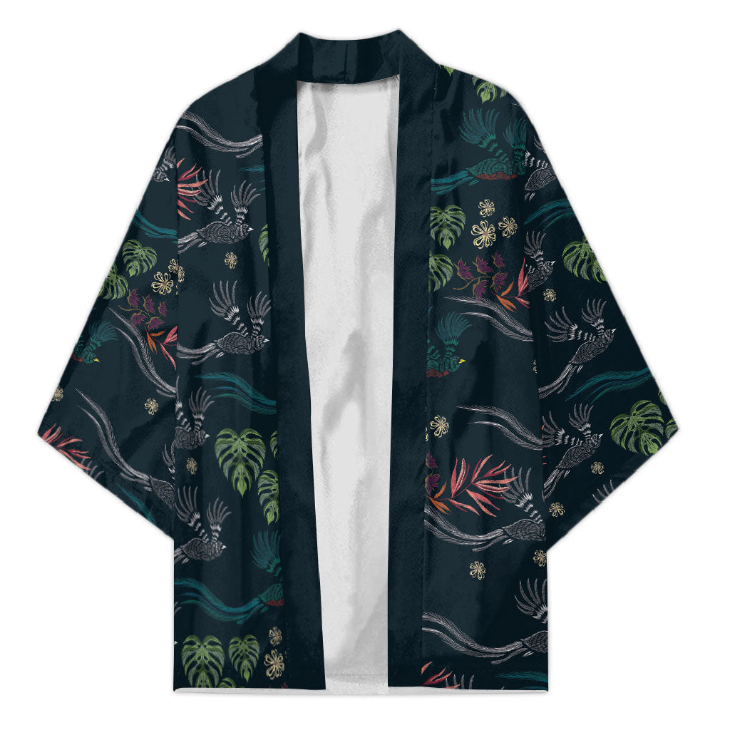 Guatemala Quetzal Bird Pattern Kimono Embroidery Effect
