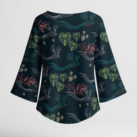 Guatemala Quetzal Bird Pattern Kimono Sleeve Blouse Embroidery Effect