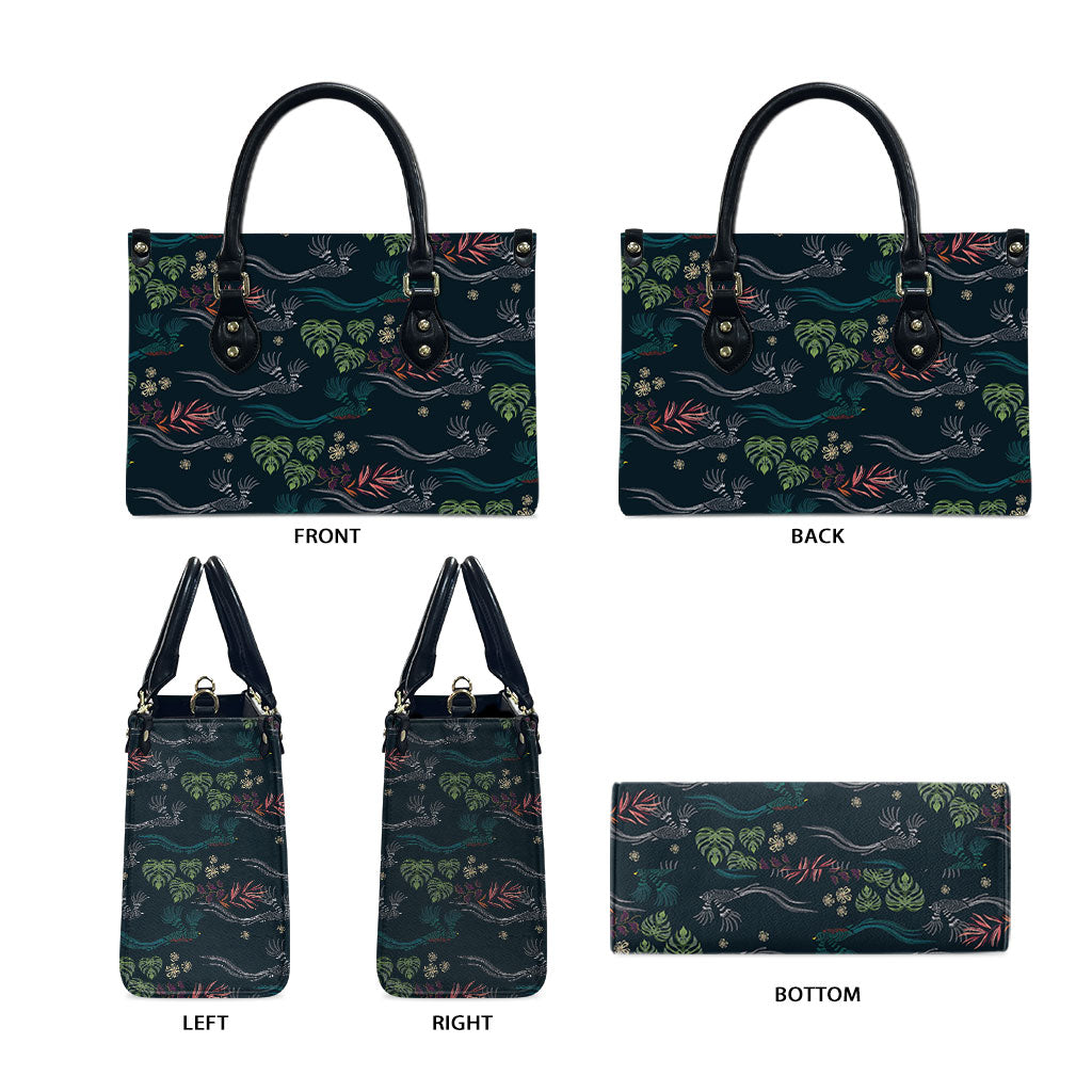 Guatemala Quetzal Bird Pattern Leather Bag Embroidery Effect