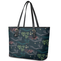 Guatemala Quetzal Bird Pattern Leather Tote Bag Embroidery Effect