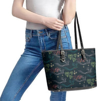 Guatemala Quetzal Bird Pattern Leather Tote Bag Embroidery Effect
