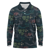 Guatemala Quetzal Bird Pattern Long Sleeve Polo Shirt Embroidery Effect
