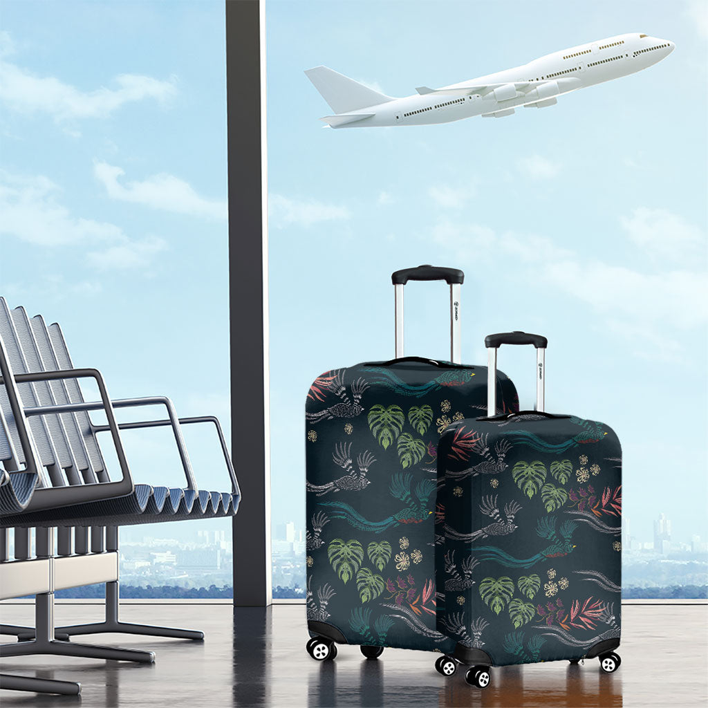 Guatemala Quetzal Bird Pattern Luggage Cover Embroidery Effect