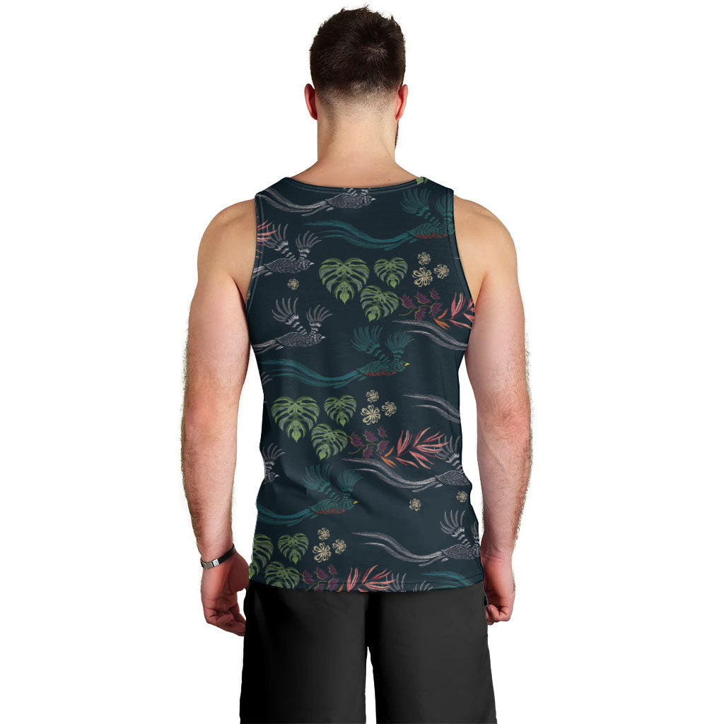 Guatemala Quetzal Bird Pattern Men Tank Top Embroidery Effect