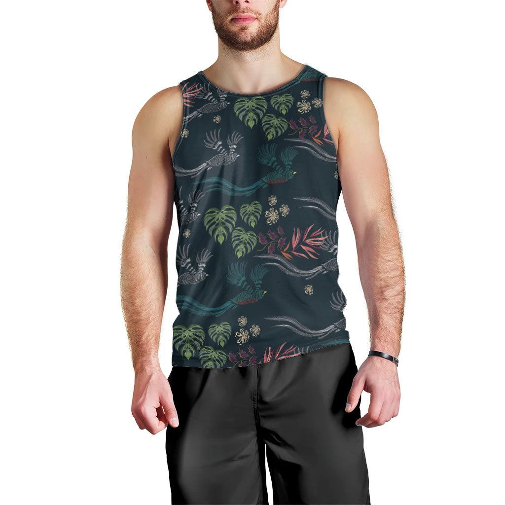 Guatemala Quetzal Bird Pattern Men Tank Top Embroidery Effect