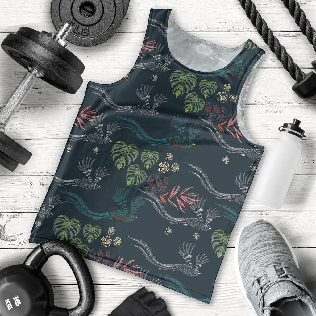 Guatemala Quetzal Bird Pattern Men Tank Top Embroidery Effect