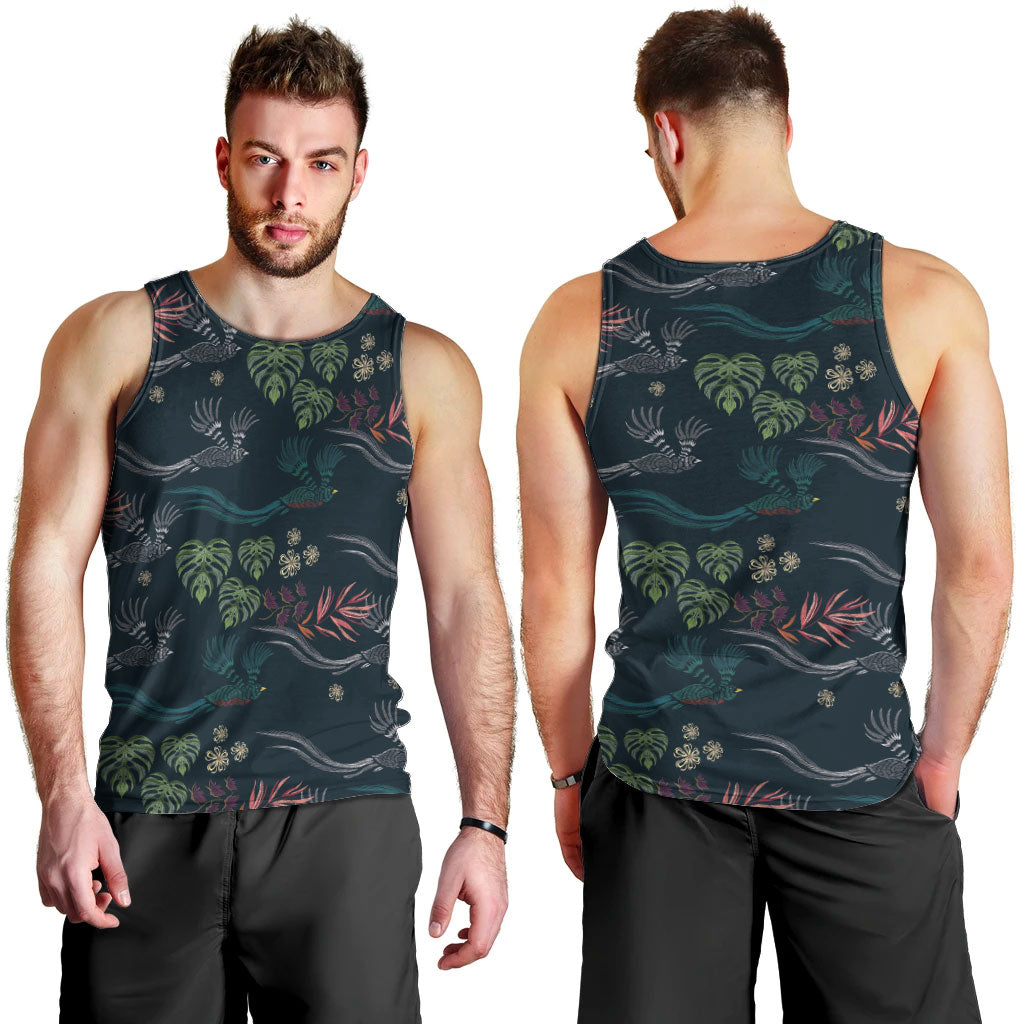 Guatemala Quetzal Bird Pattern Men Tank Top Embroidery Effect