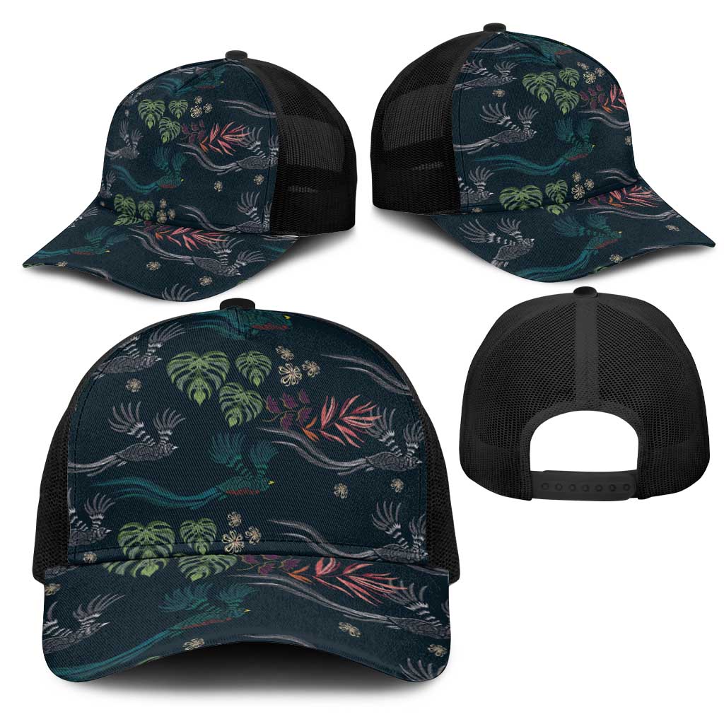 Guatemala Quetzal Bird Pattern Mesh Trucker Cap Embroidery Effect