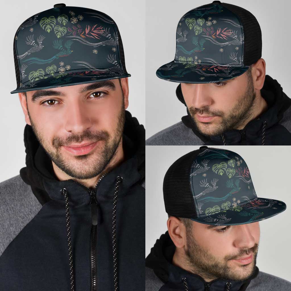 Guatemala Quetzal Bird Pattern Mesh Trucker Cap Embroidery Effect