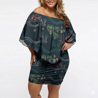 Guatemala Quetzal Bird Pattern Off Shoulder Short Dress Embroidery Effect