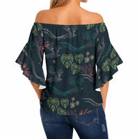 Guatemala Quetzal Bird Pattern Off Shoulder Wrap Waist Top Embroidery Effect