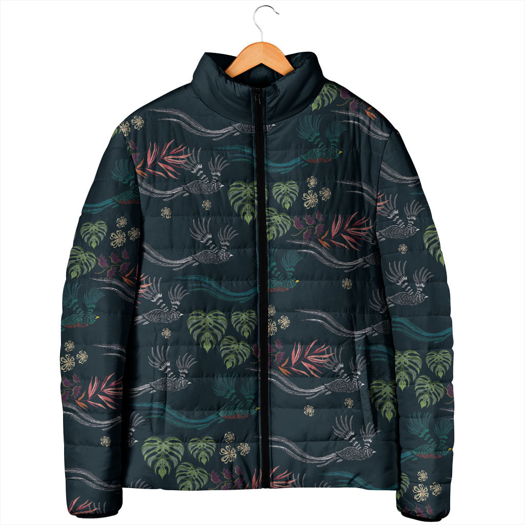 Guatemala Quetzal Bird Pattern Padded Jacket Embroidery Effect