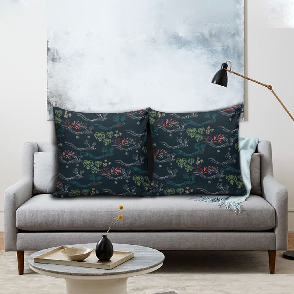 Guatemala Quetzal Bird Pattern Pillow Cover Embroidery Effect