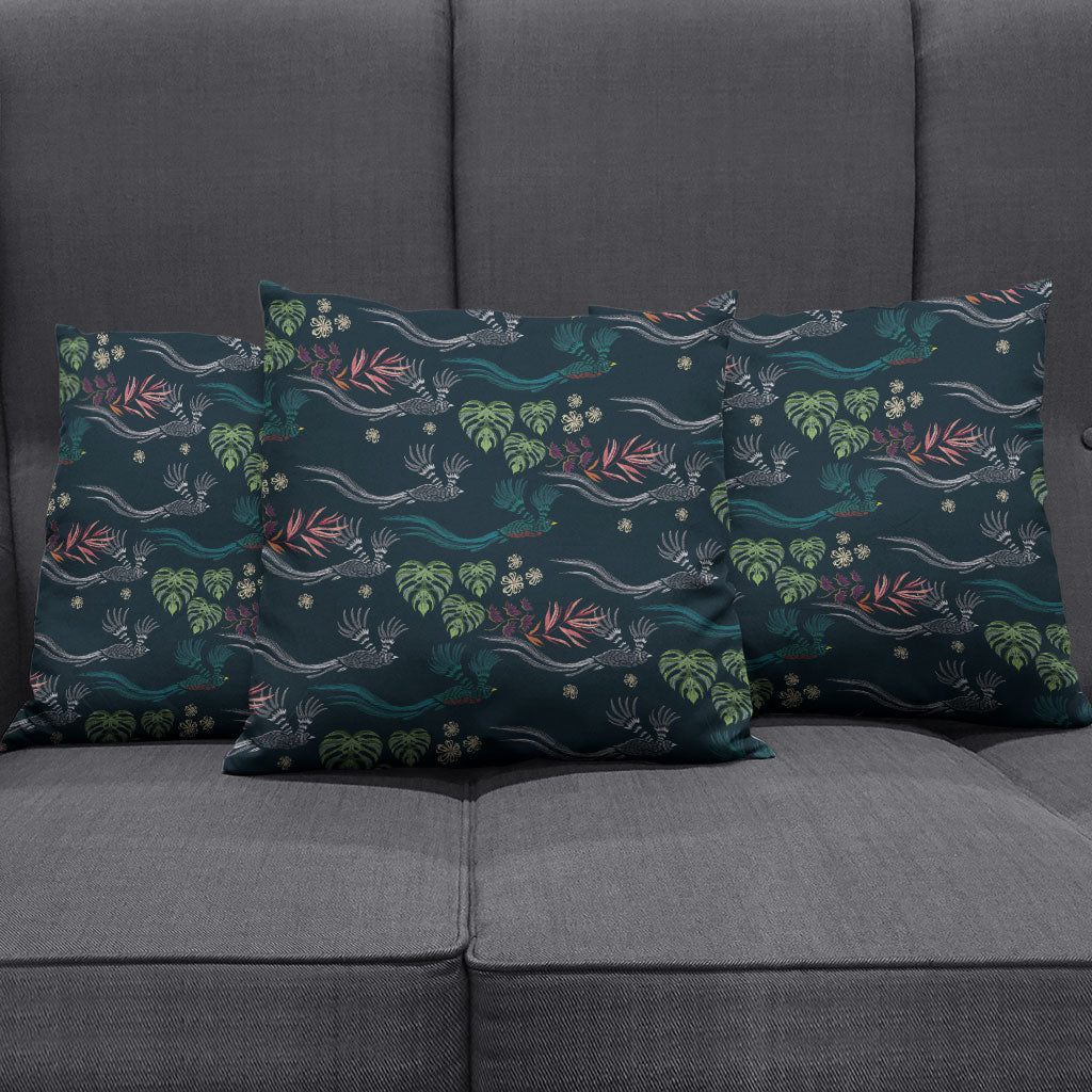 Guatemala Quetzal Bird Pattern Pillow Cover Embroidery Effect