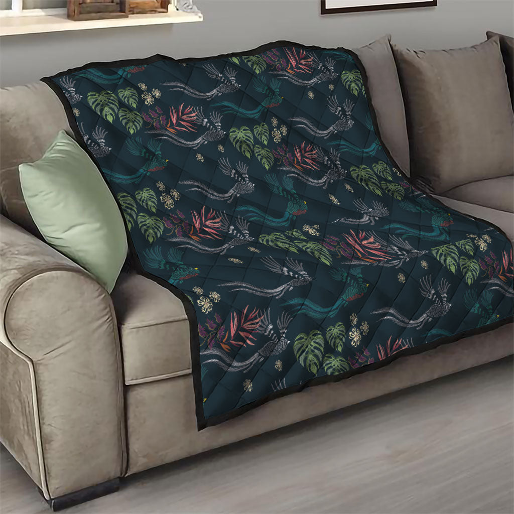 Guatemala Quetzal Bird Pattern Quilt Embroidery Effect