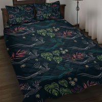 Guatemala Quetzal Bird Pattern Quilt Bed Set Embroidery Effect