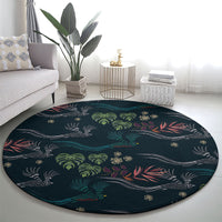 Guatemala Quetzal Bird Pattern Round Carpet Embroidery Effect