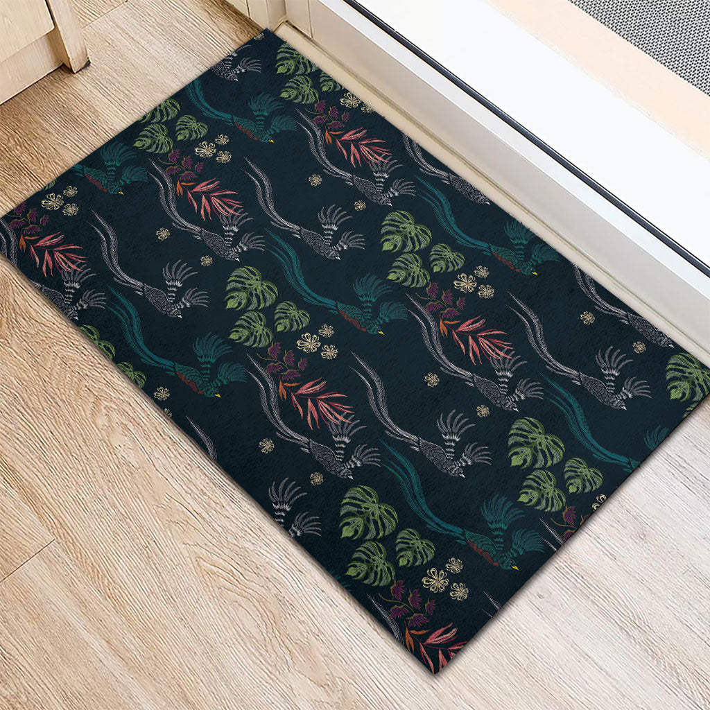 Guatemala Quetzal Bird Pattern Rubber Doormat Embroidery Effect