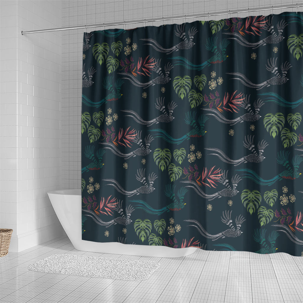 Guatemala Quetzal Bird Pattern Shower Curtain Embroidery Effect