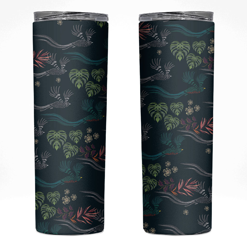 Guatemala Quetzal Bird Pattern Skinny Tumbler Embroidery Effect