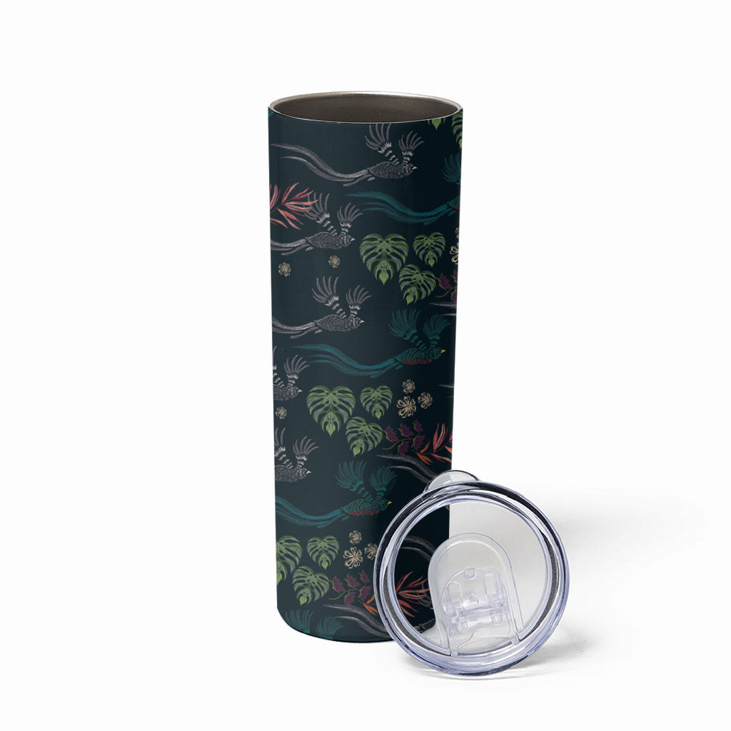 Guatemala Quetzal Bird Pattern Skinny Tumbler Embroidery Effect